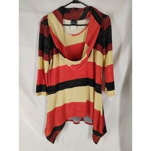 Coco Bianco Women's LARGE Long Sleeve Asymmetrical Tunic Top Multicolored...